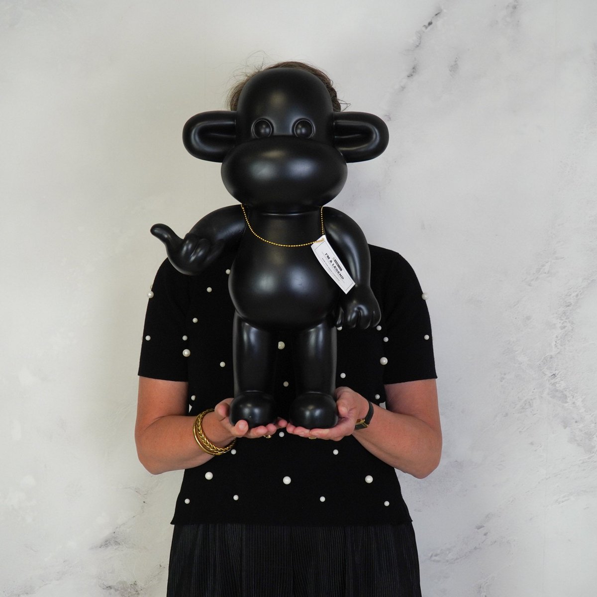 Ornament - hanging loose monkey  - black - 33x21x50cm