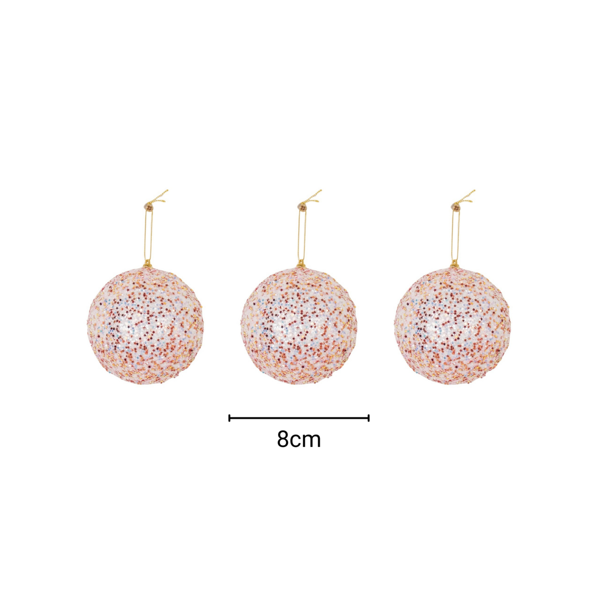 Christmas ornaments - Christmas balls - Foam pink glitter - S3 - 8cm