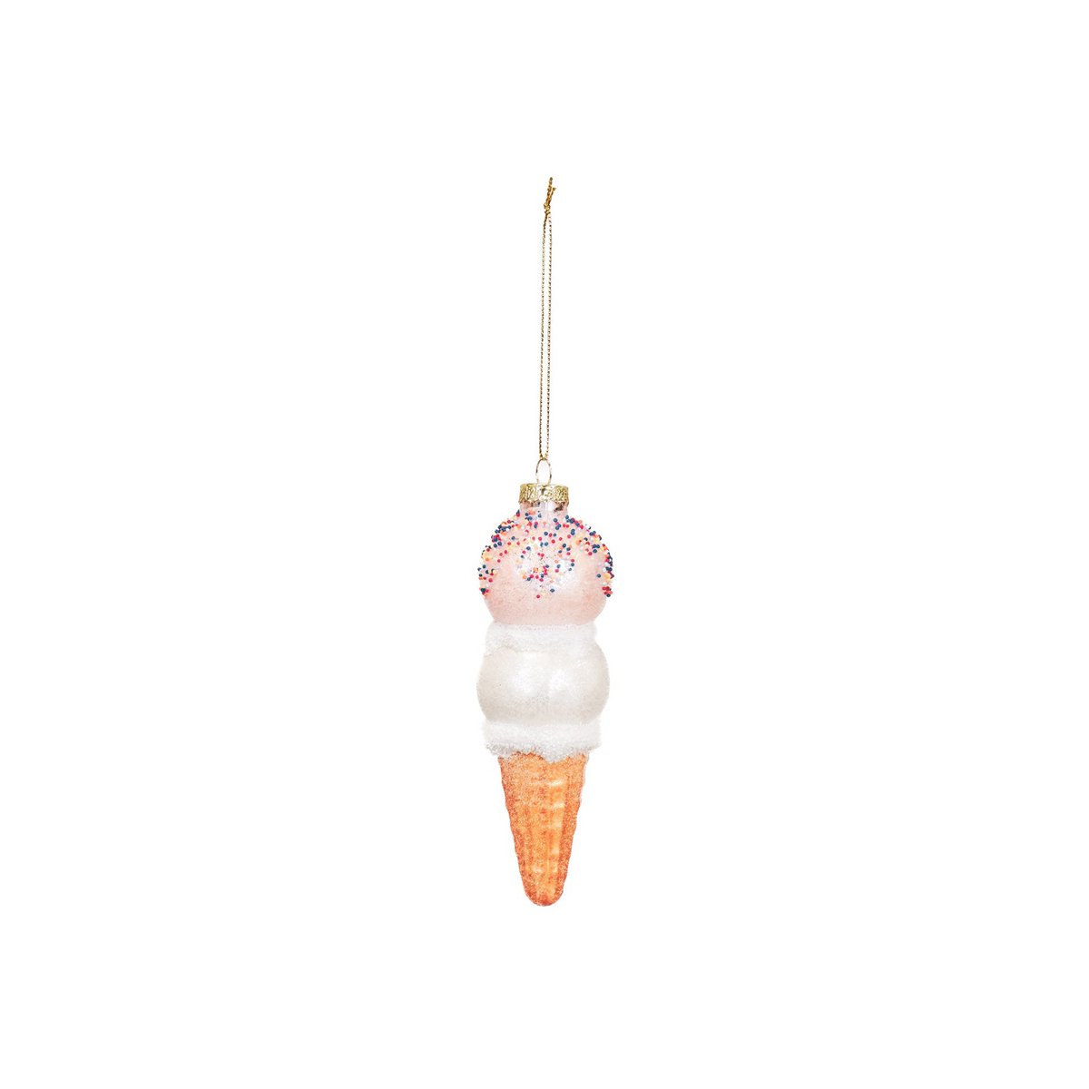 Christmas ornament - Ice cream - Glass - Pink/White - 5x15cm