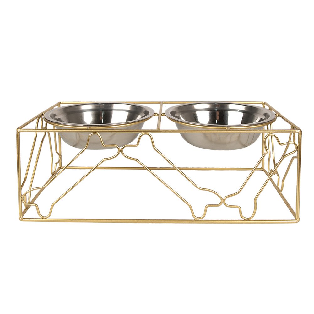 Voerbak Hond Kat Goudkleurig 38x20x14 cm / 2x500 ml