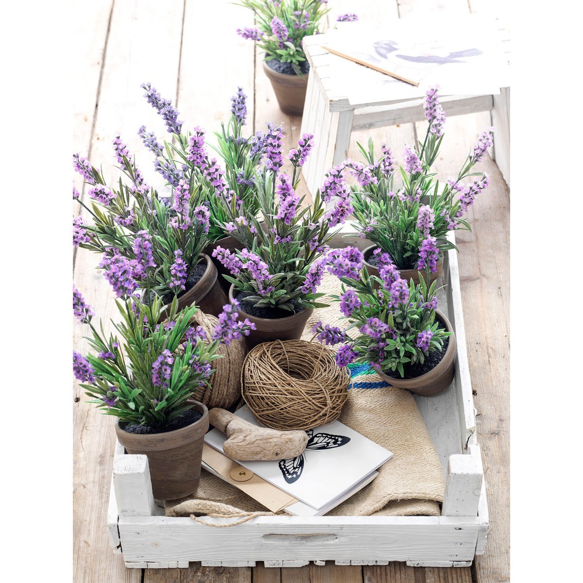 Artificial Lavender Plant in Flower Pot Stan - H33 x Ø20 cm - Purple