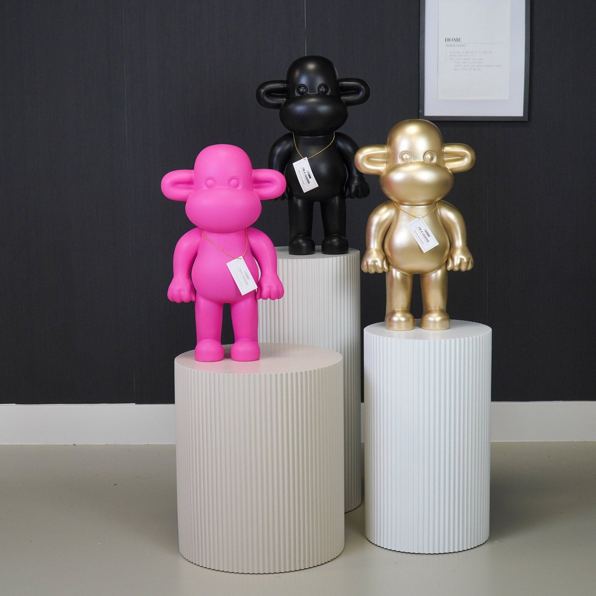 Ornament - monkey  - pink - 33x21x50cm