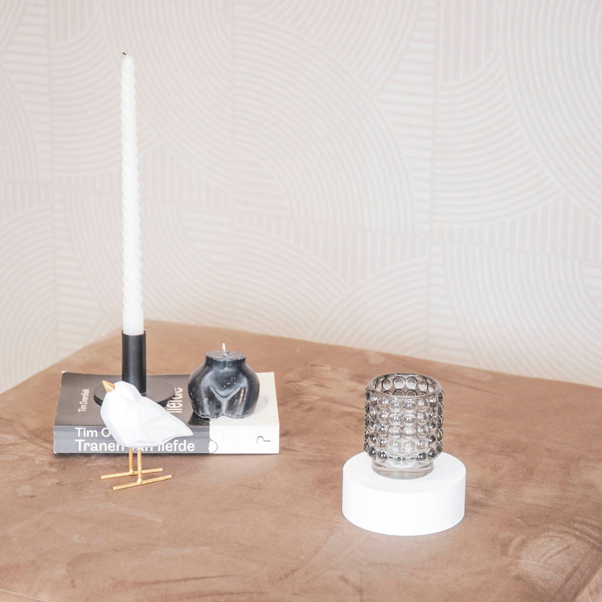 Candle holder/tea light - Glass - Smokey - 7x8cm