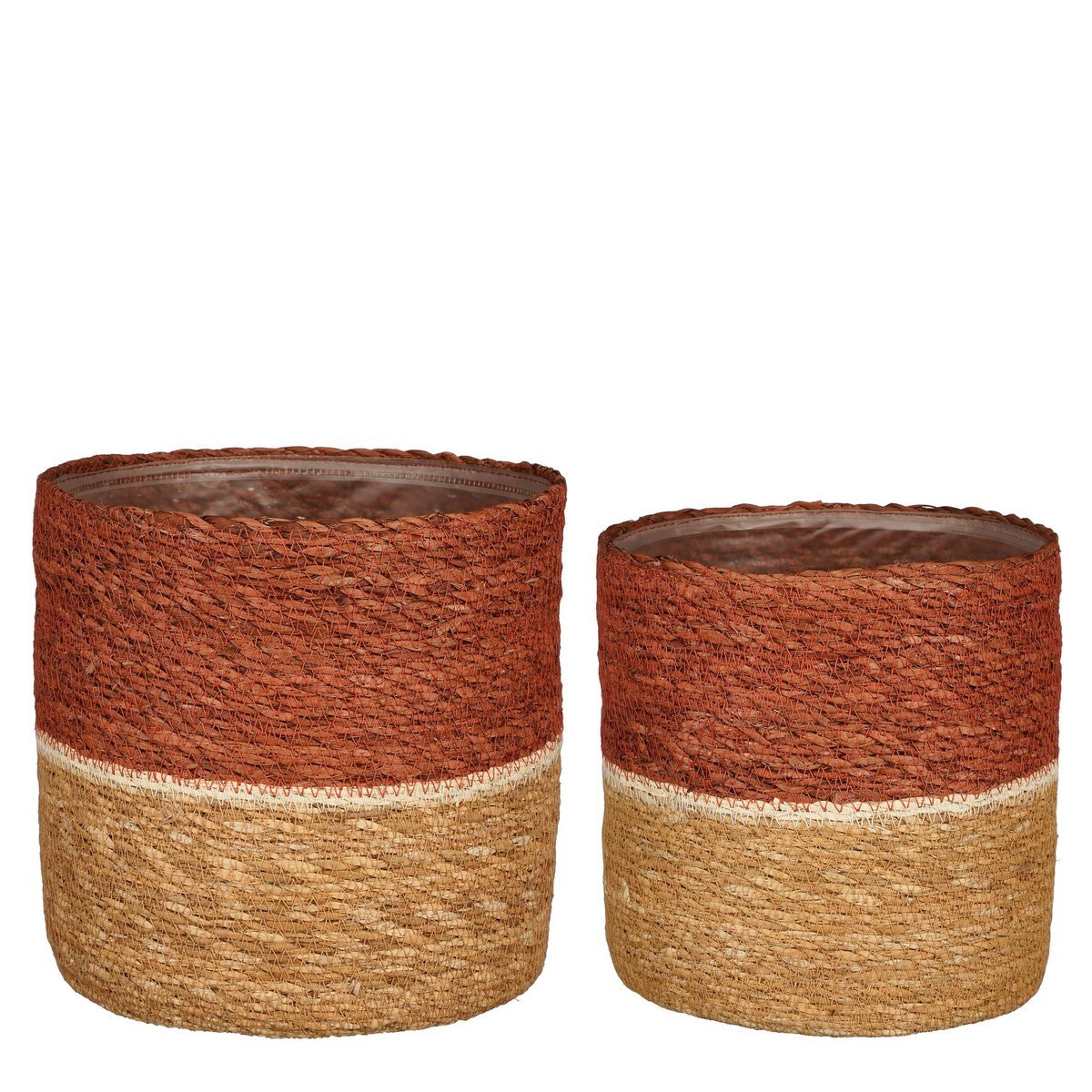 Damian Plant basket - Set of 2 - H20 x Ø20 cm - Seagrass - Red