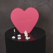 Ornament- Snoep Hart 'HAPPY'- Neon Roze- 20x4x18,5cm