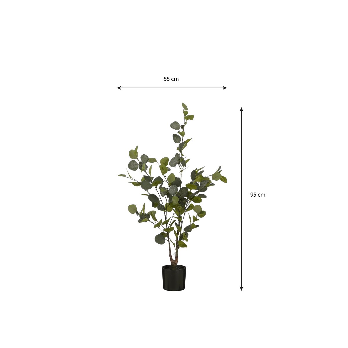 Artificial Eucalyptus Plant in Flower Pot - H95 x Ø55 cm - Green