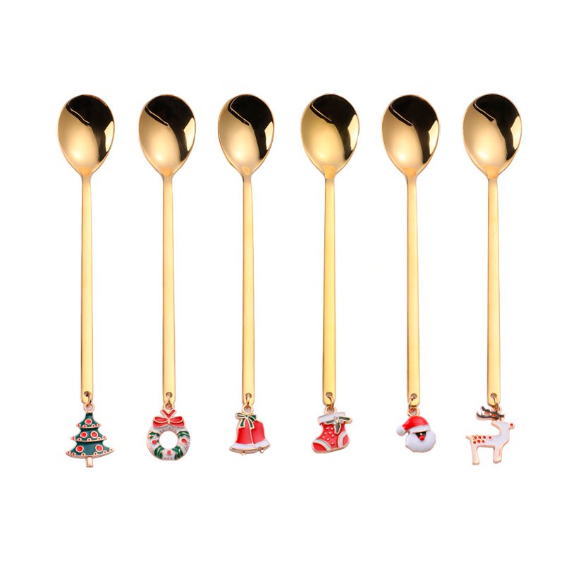 Golden kerst lepeltjes - set van 6