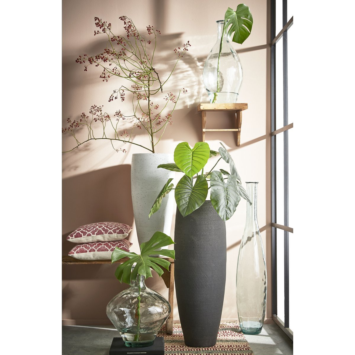 Kyara Bottle Vase - H46 x Ø38 cm - Recycled Glass - Transparent