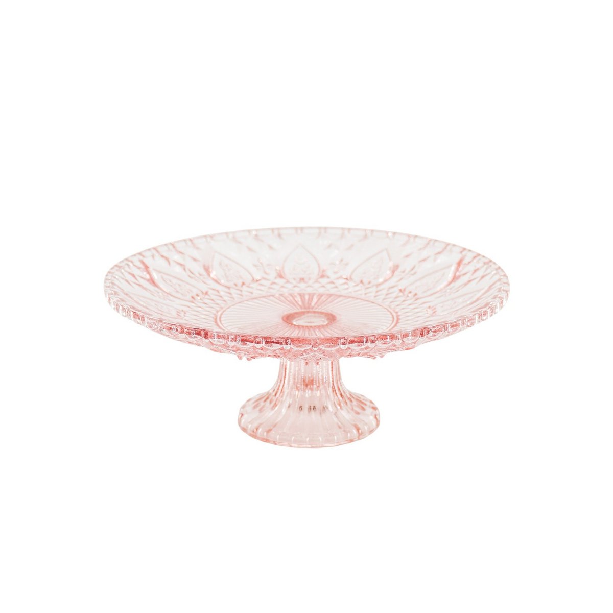 Taartbord - Glas - Roze - 22,5x8cm
