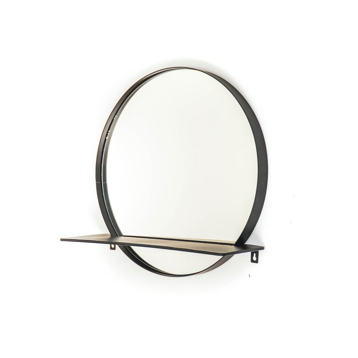 Mirror - Round - Metal - With Shelf - Black - Ø40cm