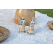 Beige wicker salt and pepper shaker