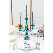 3 turquoise candlesticks, 35cm high