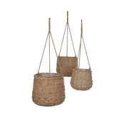 Pot suspendu Avalon - Lot de 3 - H90 x Ø30 cm - Jonc de mer - Marron clair