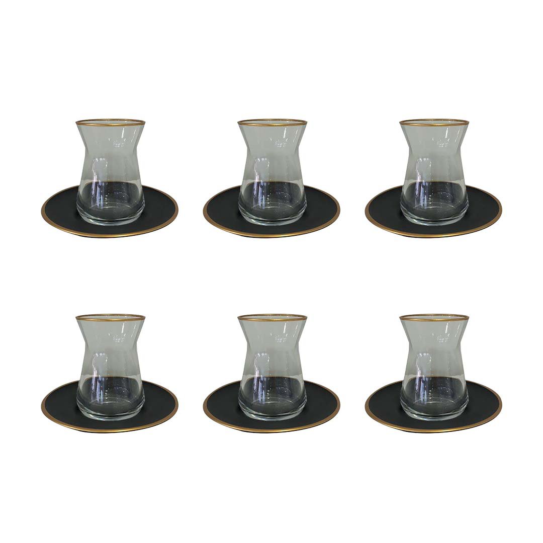 Zwarte en gouden theekopjes - set van 6