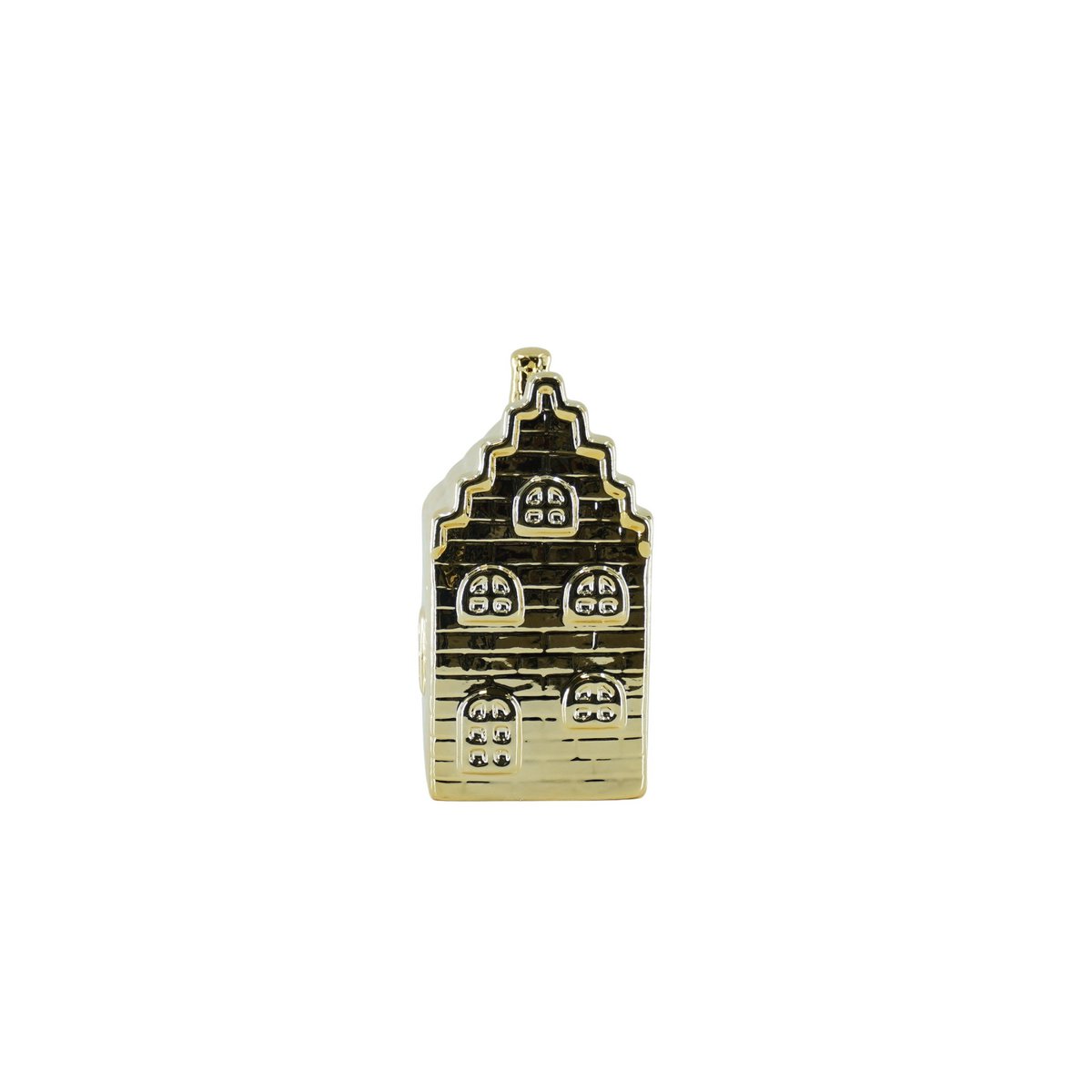 Ornament- Spaarpot - Huis - Keramiek- Goud -7x7x13cm
