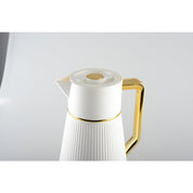 Witte koffie kan - met gouden handgreep 1l