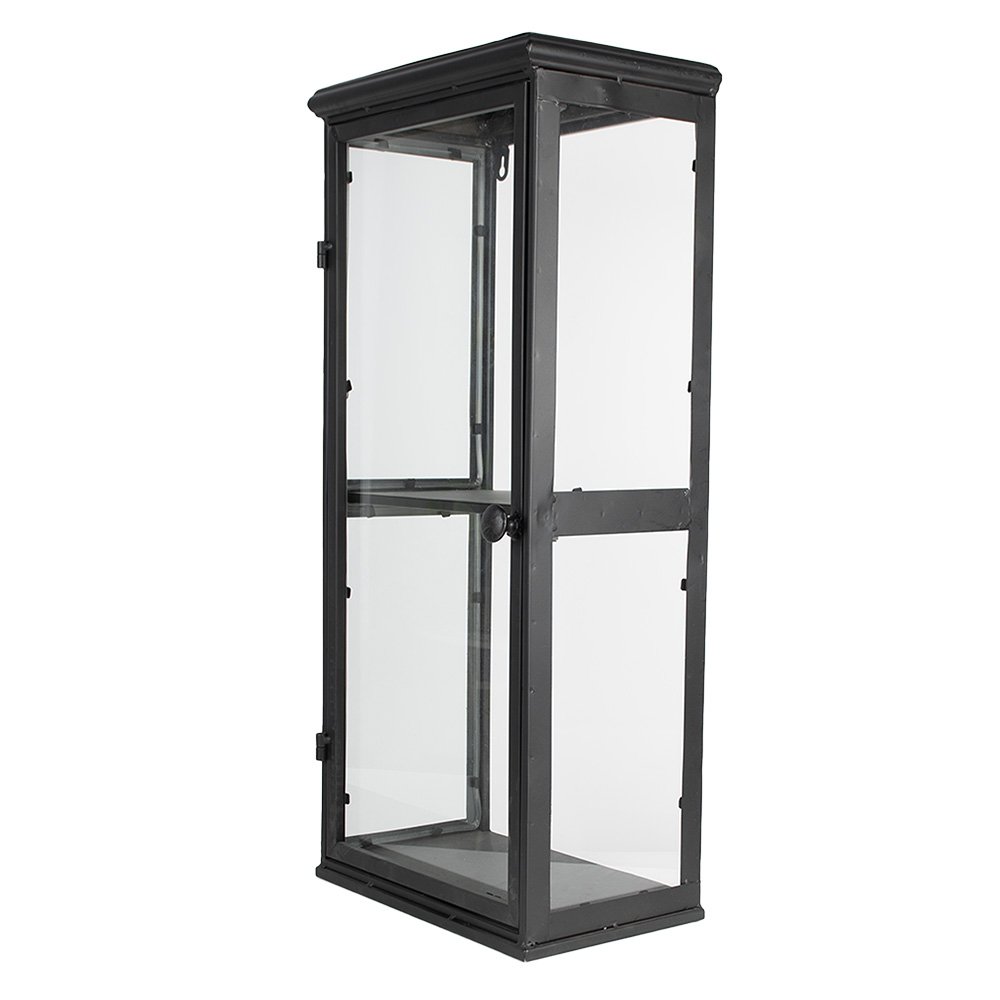 Vitrinekast Zwart, IJzer en Glas 31x21x70 cm