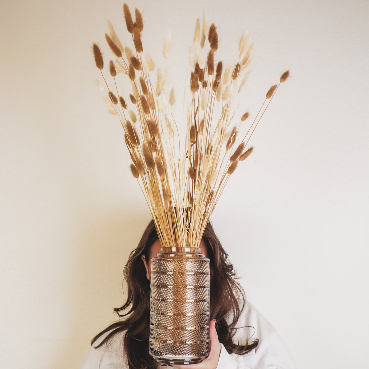 Vase - Pattern - Glass - Brown - 12.5x23cm