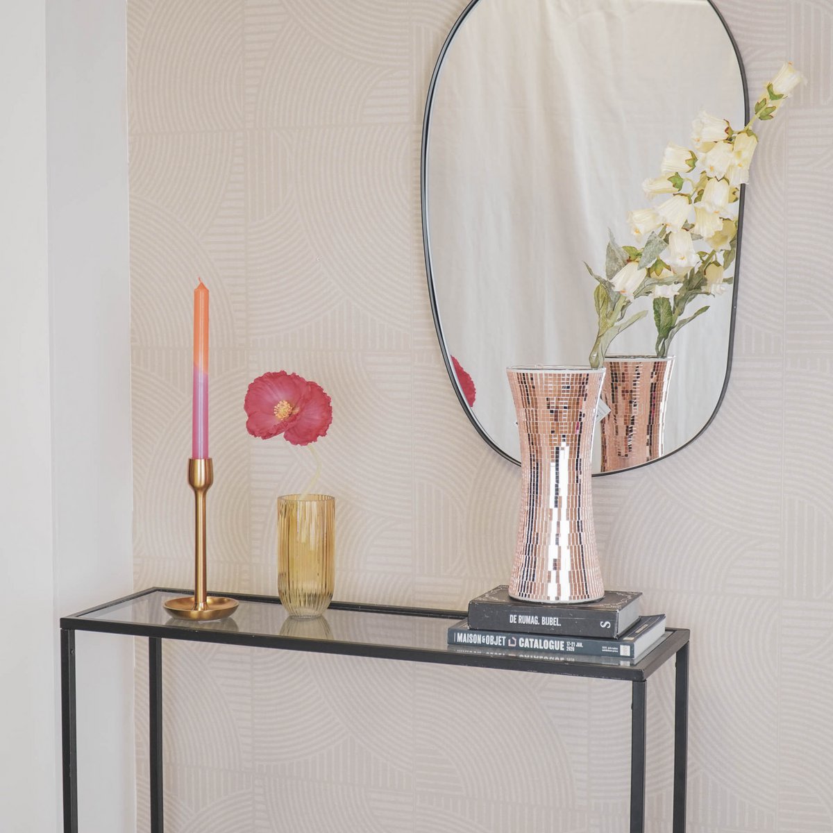 Vase - Disco - Glass - Rose Gold - 12.5x12.5x30cm