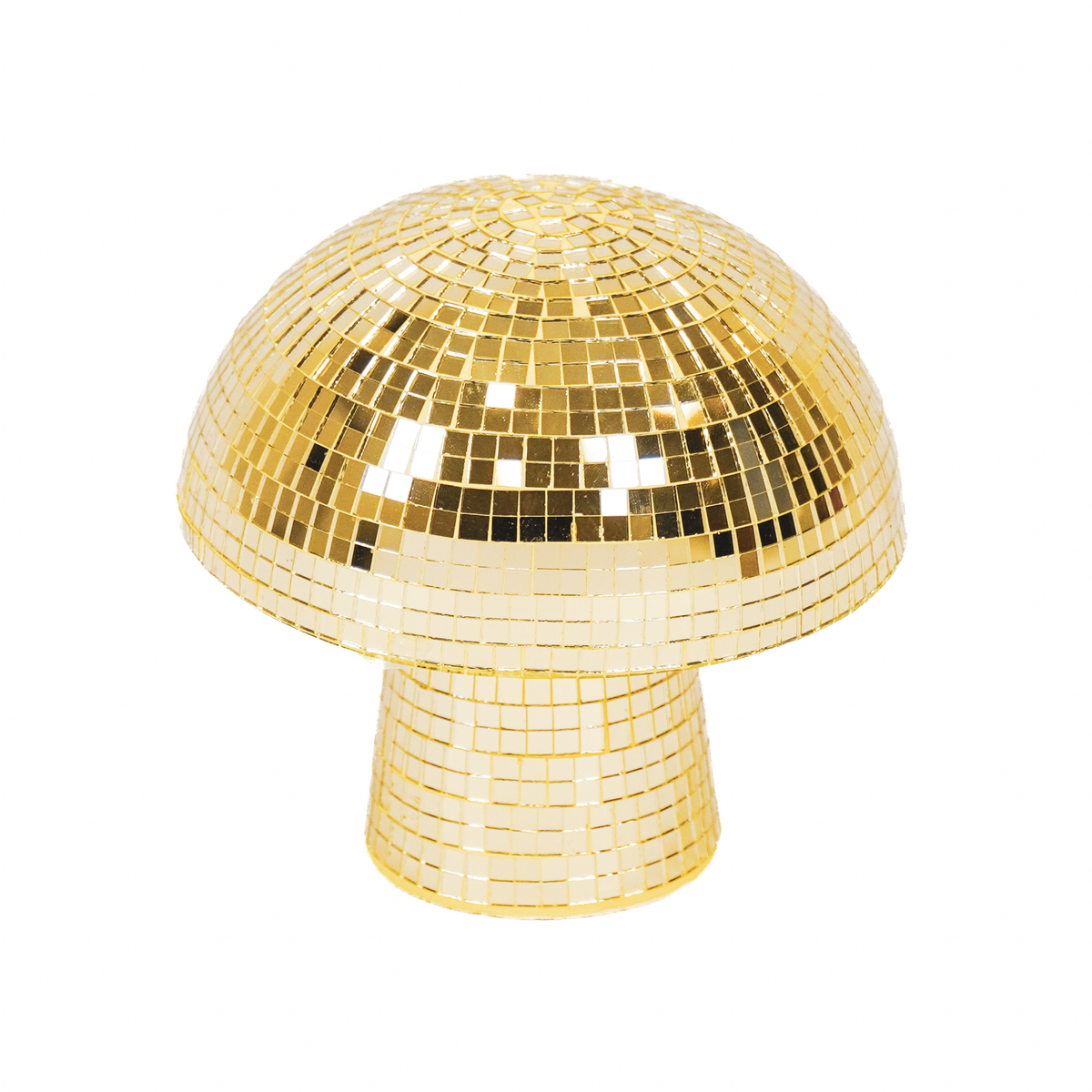 Ornament - Disco -Mushroom - Glass -Gold - 14x14x14cm 