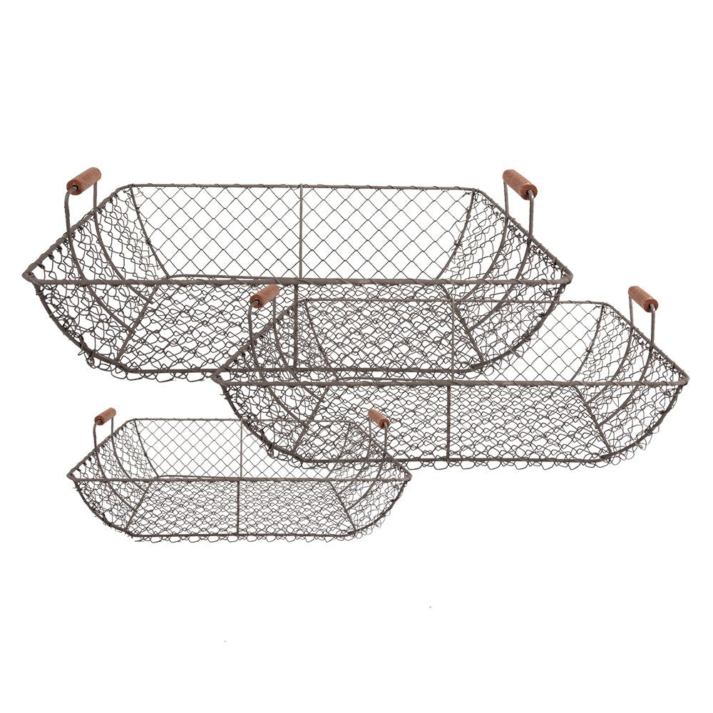 Opbergmand Set van 3 Bruin, IJzer (3) 40x34x15 / 36x30x14 / 32x26x13 cm