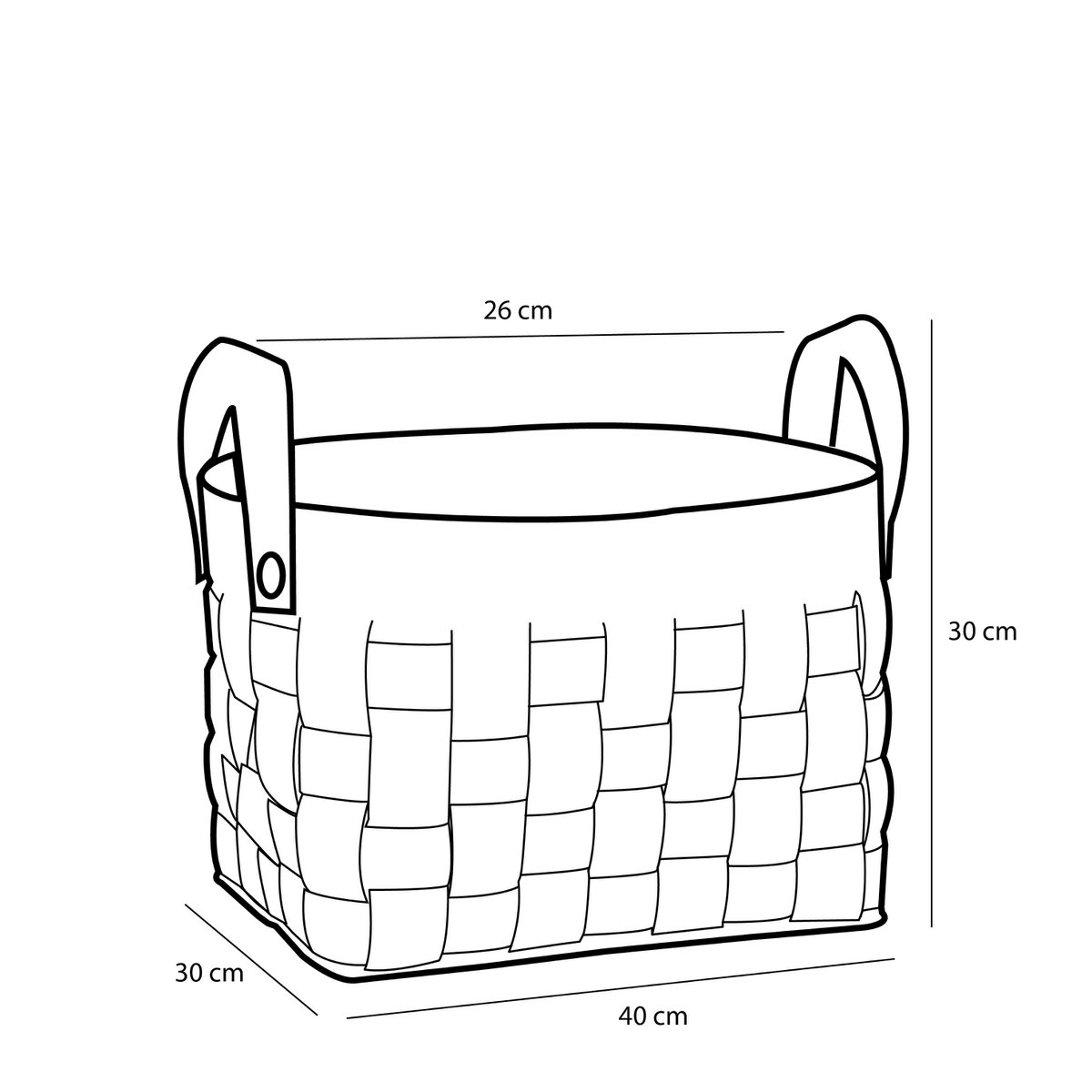 Storage basket - Set of 3 - L40 x W30 x H30 cm - Cork/Felt - Black