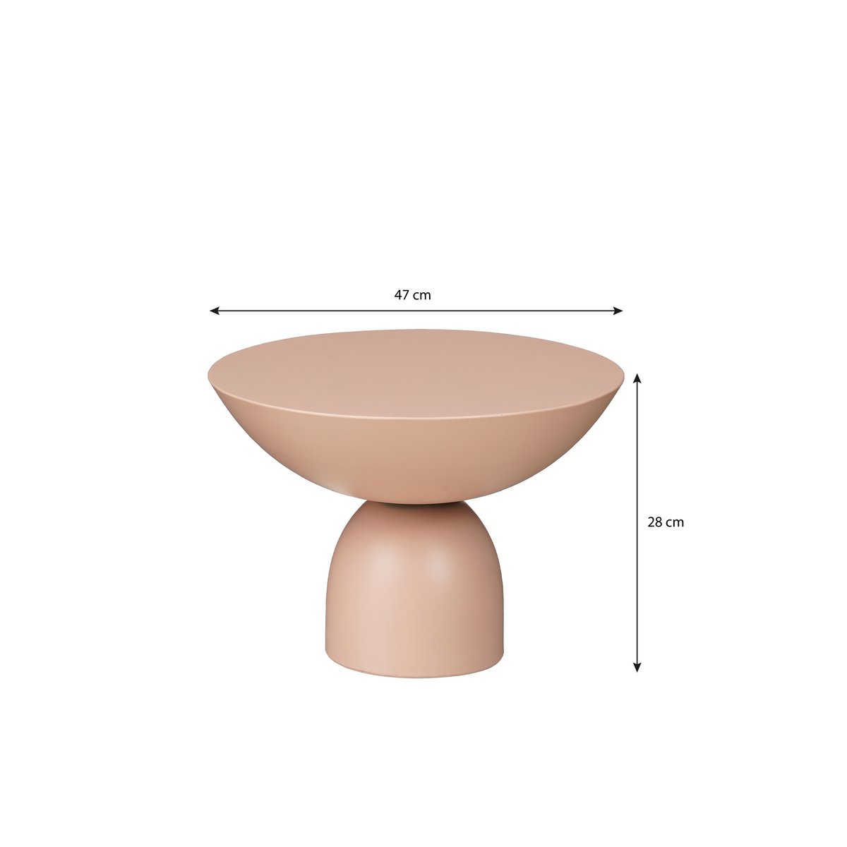 Celise side table - H28 x Ø47 cm - Metal - Light pink