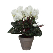 Künstliche Alpenveilchenpflanze im Blumentopf Stan - H30 x Ø30 cm - Weiß