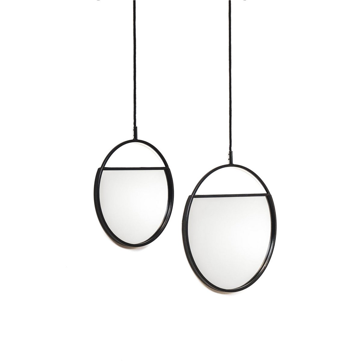 Miroir - Miroir mural rond - Métal - Noir - S2- 25x90 et 30x100