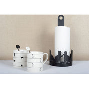 White tea cups with Cats - set of 2