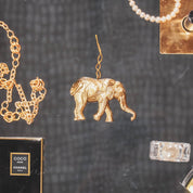Ornament pendant - Polyresin - Gold - Elephant - 9.5x6.5x4cm