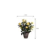 Artificial rose bush plant in Stan flower pot - H33 x Ø25 cm - Yellow
