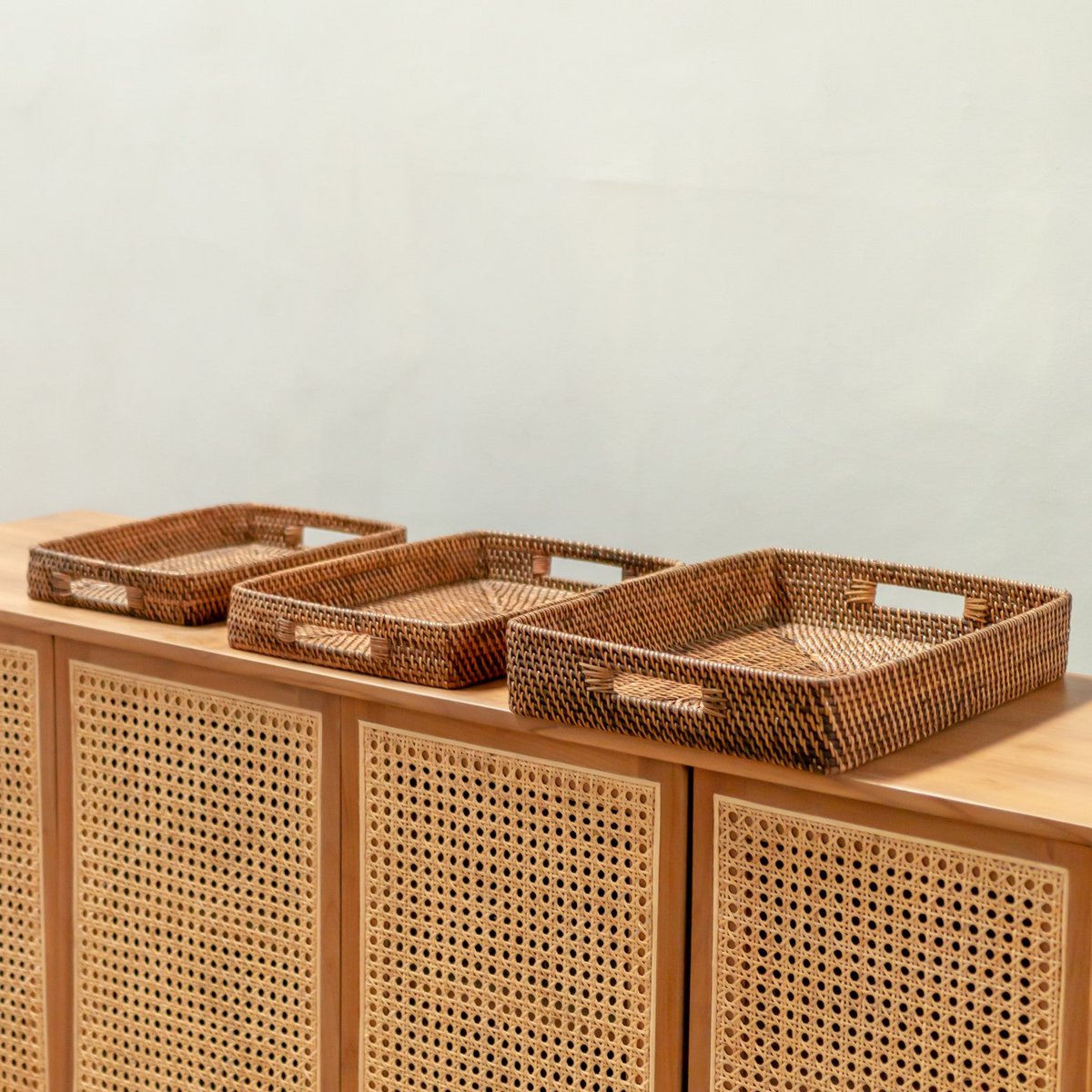 Rectangular rattan tray | AMAHAI Brown