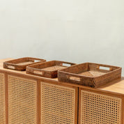 Rectangular rattan tray | AMAHAI Brown
