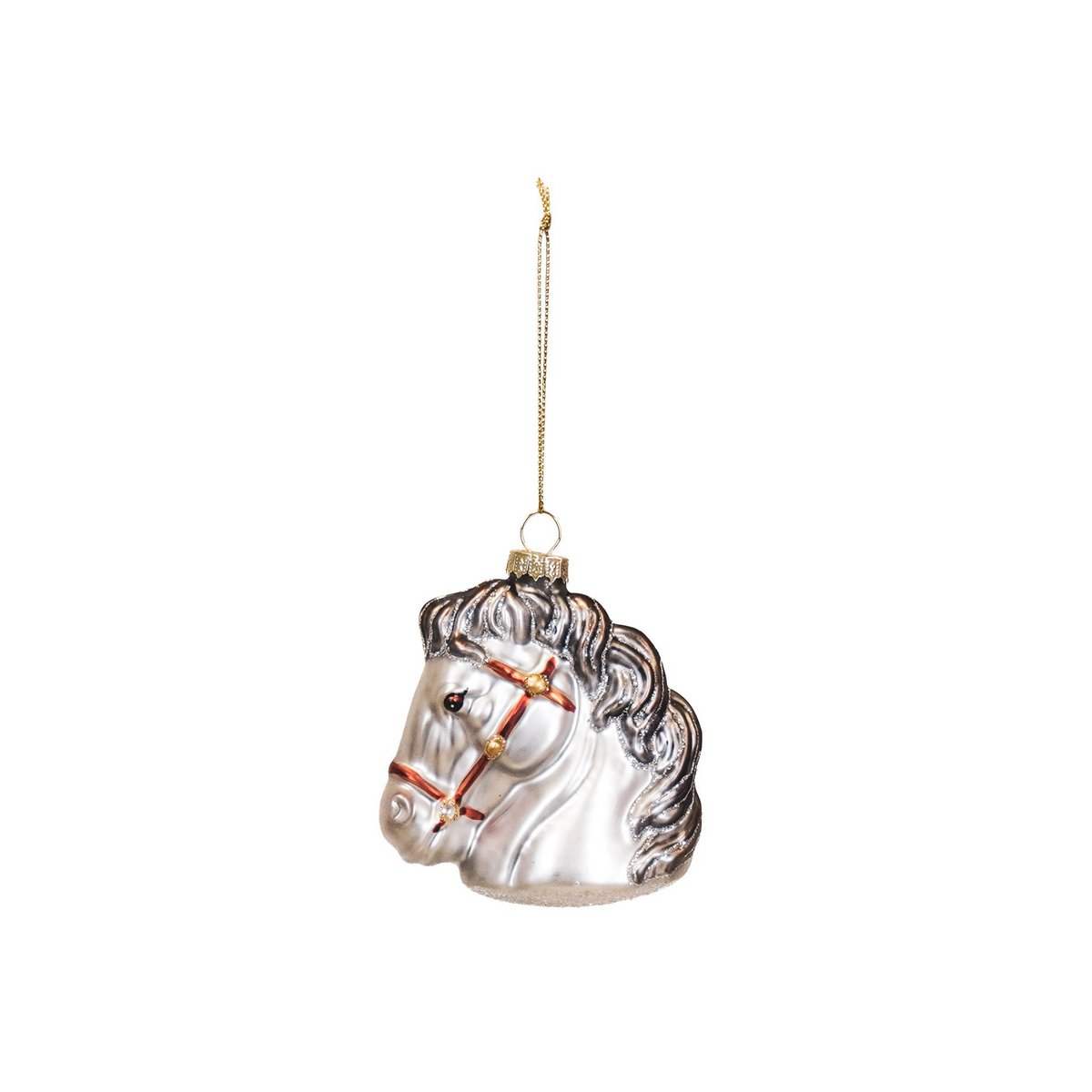 Christmas pendant - Horse - Glass - White - 8.5x8.5x9cm