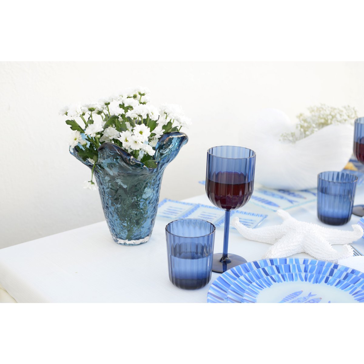 Blue Glass Vase, 22x22x22cm
