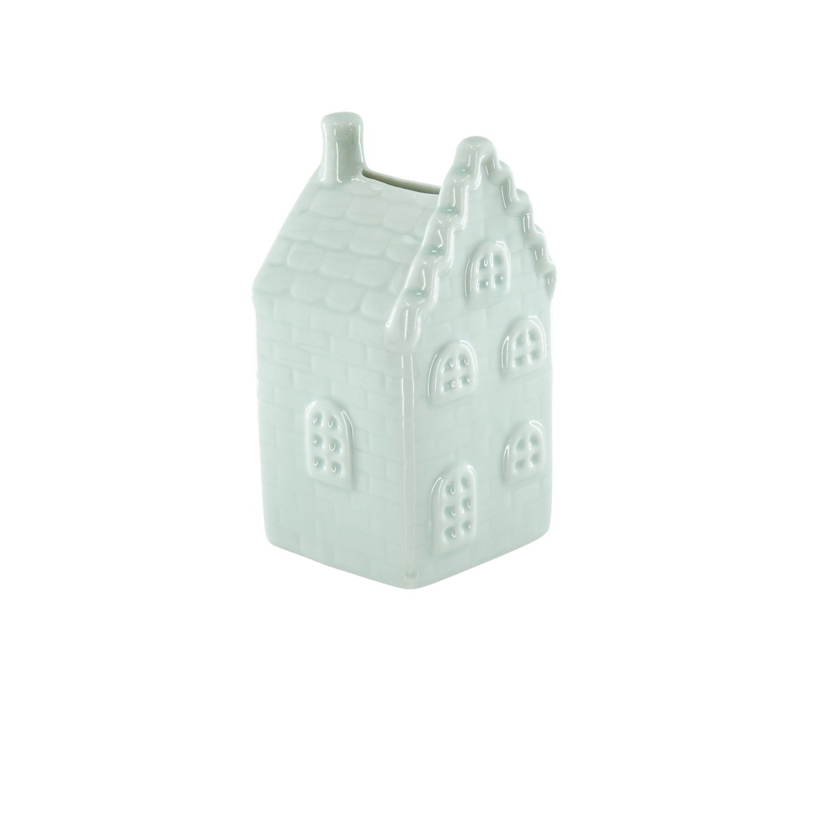 Ornament - Spaarpot - Huis - Keramiek - Mintgroen -7x7x13cm