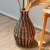 Woven Boho Vase DAYANA black 