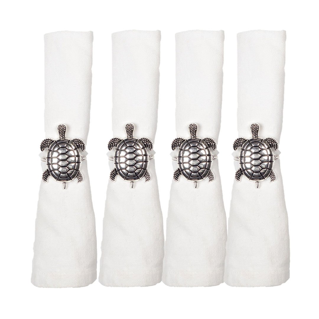 Set of 4 Silver Tortoiseshell Towel Circles