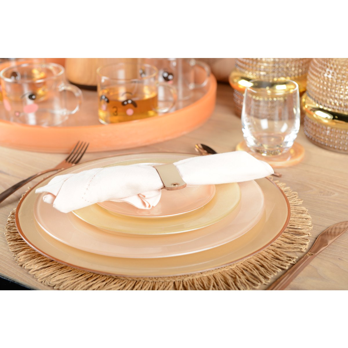 Set van 4 rondes faux lederen handdoek