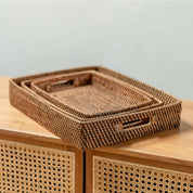 Rectangular rattan tray | AMAHAI Brown