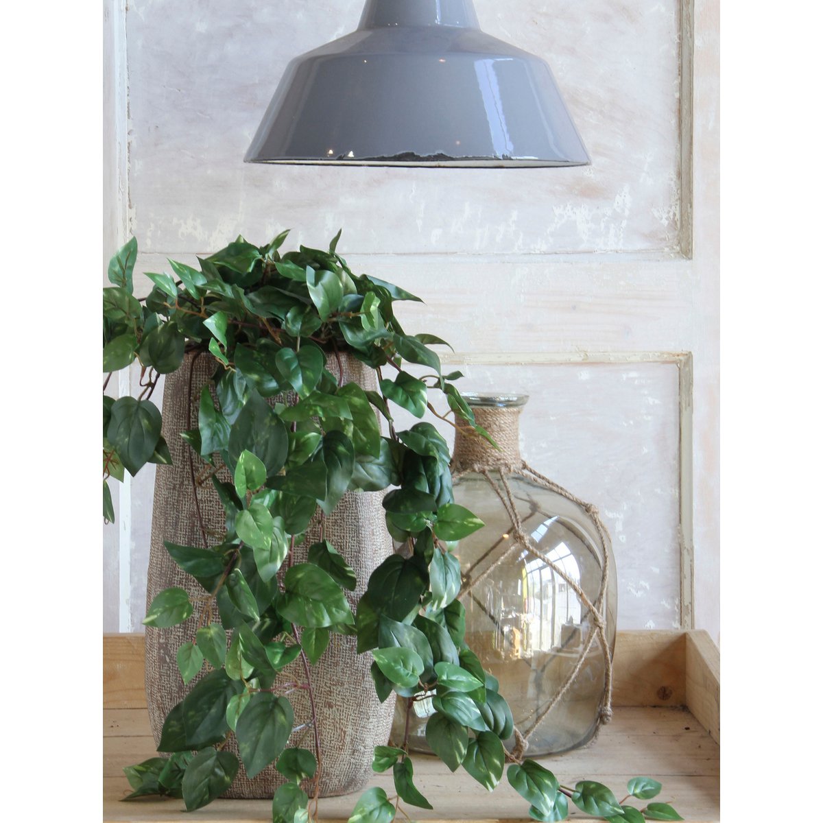 Scindapsus artificiel suspendu en pot de fleurs Stan - H 45 x Ø 25 cm - Vert