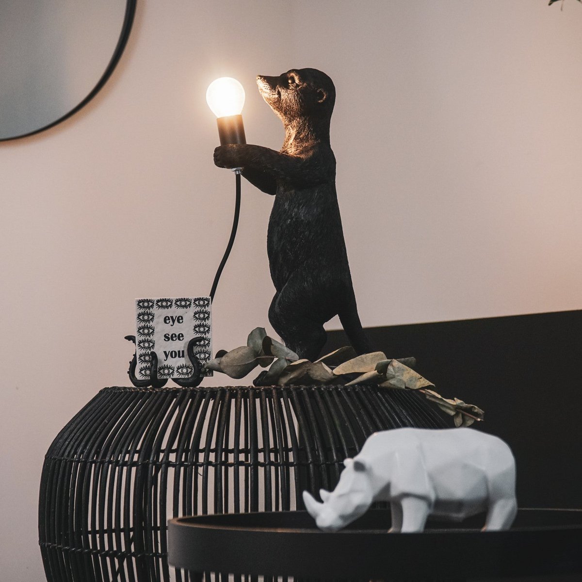 Table lamp - Meerkat - Polyresin - Black - E27 - 15x10x38cm