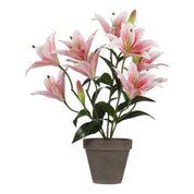 Artificial Tiger Lily Plant in Flower Pot Stan - H47 x Ø45 cm - Pink