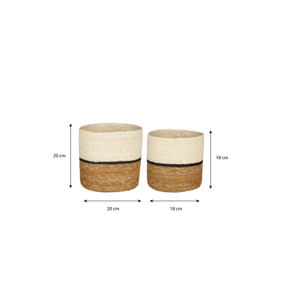 Damian Plant basket - Set of 2 - H20 x Ø20 cm - Seagrass - White