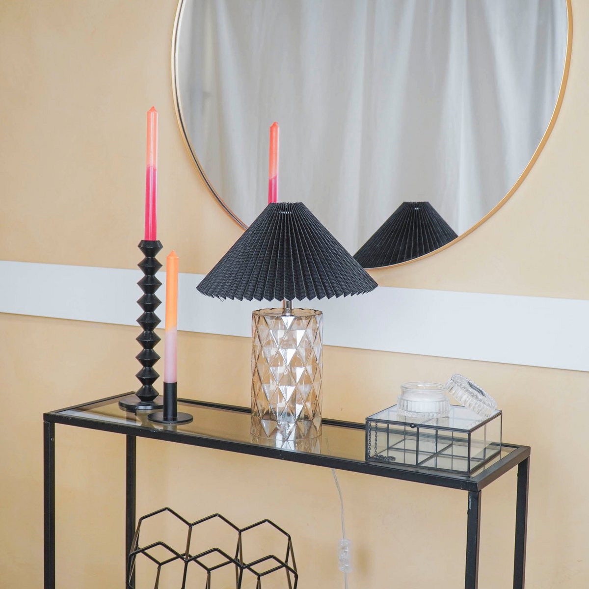 Table lamp - Crystal base - Glass - 19x19x20cm