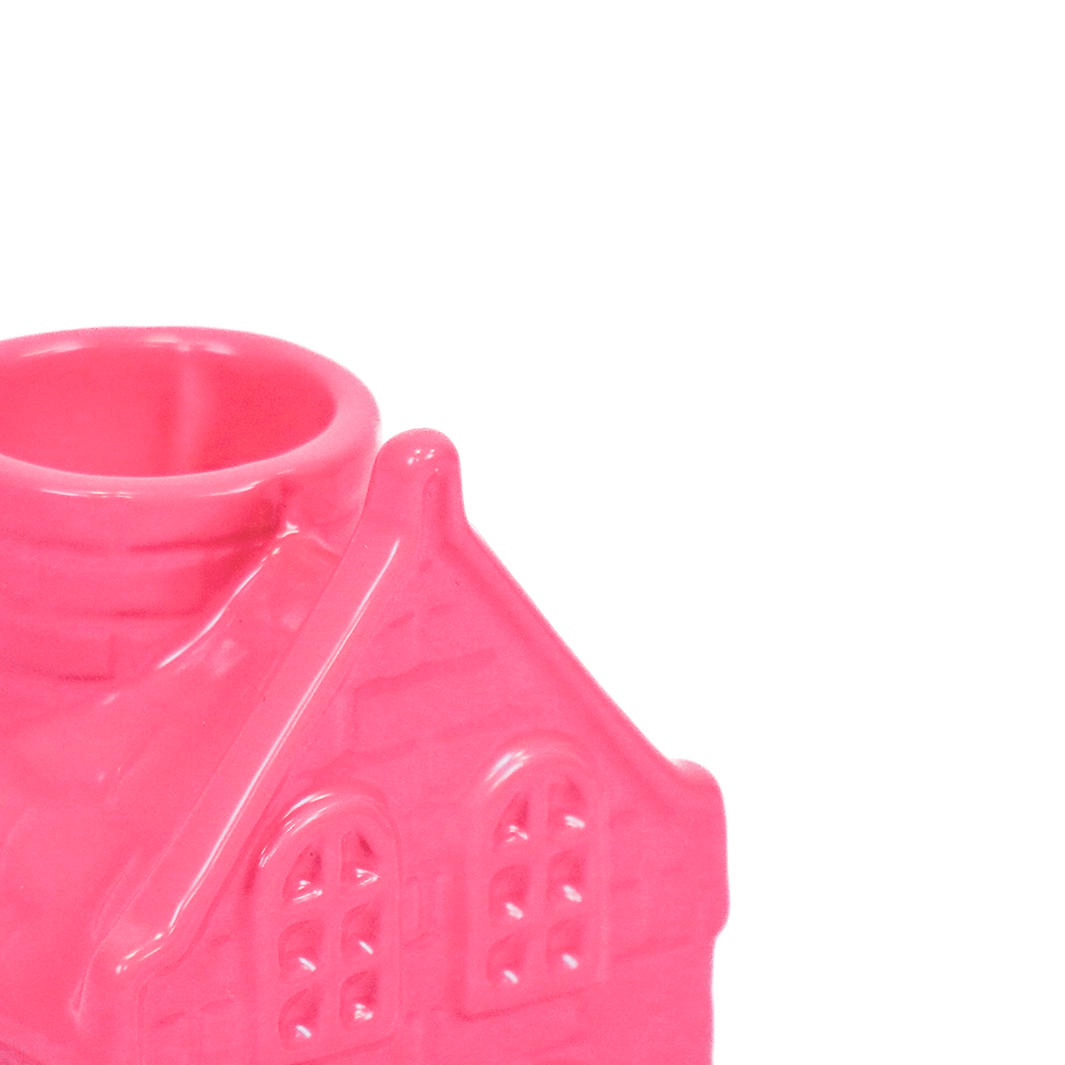 Candle holder - House - Ceramic - Neon Pink - 6x5.5x11cm
