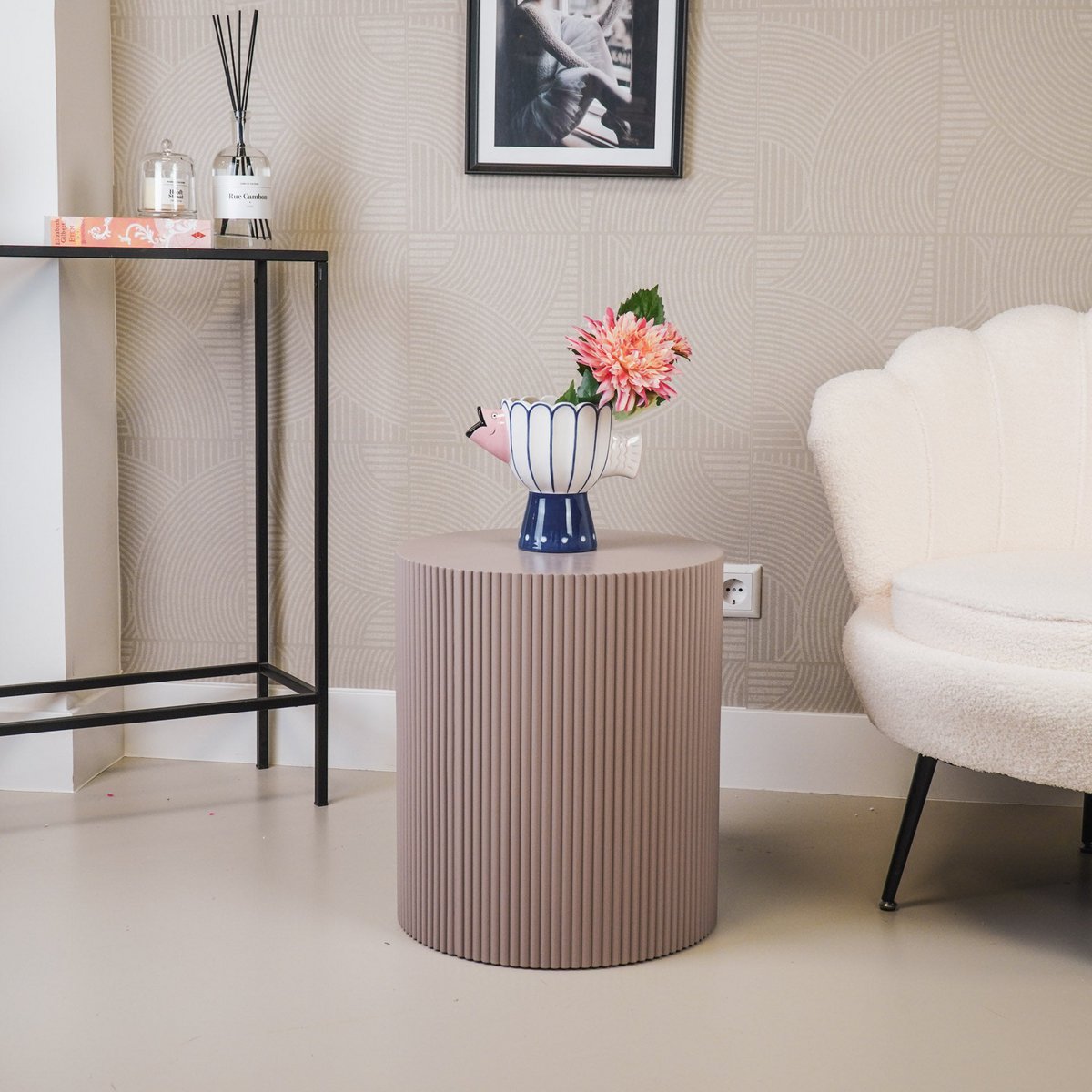 Side table - Cylinder - Taupe -