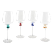 Set of 4 Wine Glasses with Diamond Stem