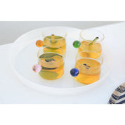 Set of 4 glass mugs with colored ball handles